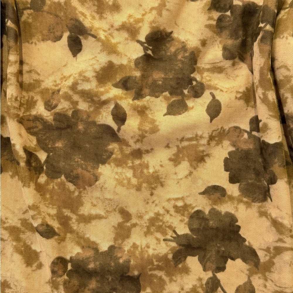 Flirty Floral Mesh Slip Dress Large Y2K Brown Floral Rose Print Mini Dress 90’s - Picture 3 of 8